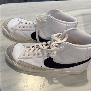 White and Black High-Top Sneakers